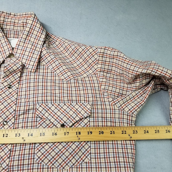 Vintage Stockman by PMC Snap Button Western Shirt Men Size L 16 Plaid Cowboy 70s - Picture 5 of 9